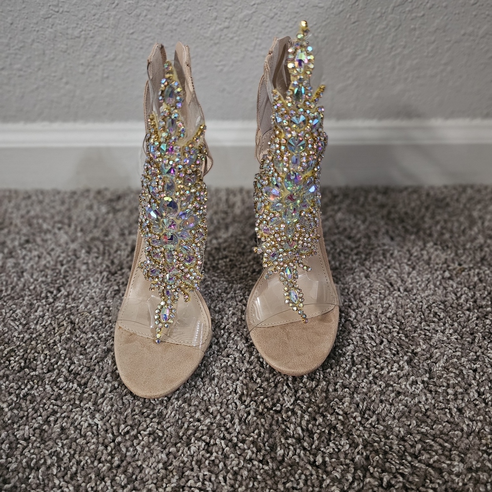 Elegant Crystal Embellished Heels